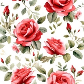 Light Red Roses on White - medium