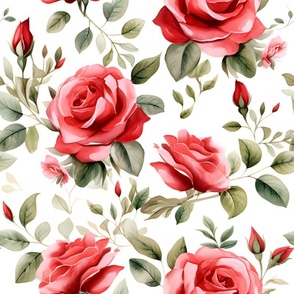 Light Red Roses on White - large