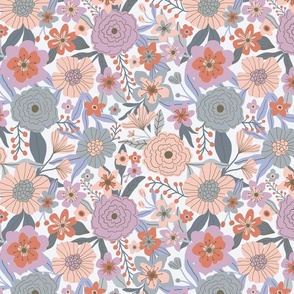 Boho Fabric by the Yard, Botanical Themed Delicate Pastel Pattern