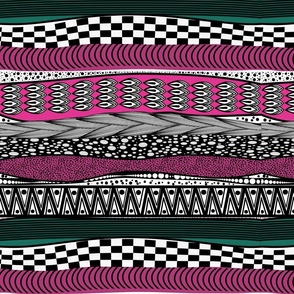 Abstract Modern Doodle Stripes Checks Dots, Geometric Elements