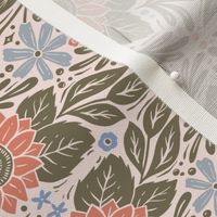 Woodland jackrabbits, deer, and sunflowers - Pantone intangible palette - tea towel optimized - small