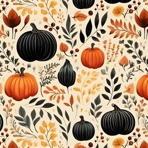 Fall Pumpkins & Leaves - small