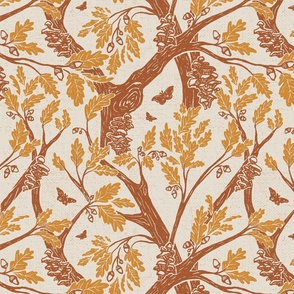 Oak Tree Tangle LG -Brown and Golden Yellow