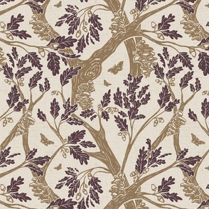 Oak Tree Tangle LG -Neutral Brown and Plum