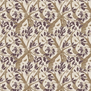 Oak Tree Tangle SM -Neutral Brown and Plum