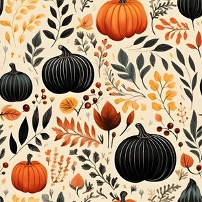 Fall Pumpkins & Leaves - medium