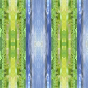 Sky Leaf Abstract Photo Stripes - Narrow Mirrored Gradient - Nature Photography - Blue Green Abstract Cloudy Skies and Botanicals