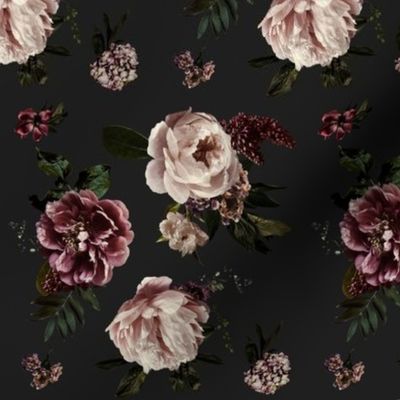 Dark Moody Florals in Dark Charcoal