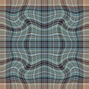 plaid twist check - teal blue beige