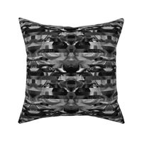 Skull of Skulls Stripes Illusion - Medium Scale Horizontal - Artistic Photography in Black and White - Gothic Decor, Science Lovers, Natural History