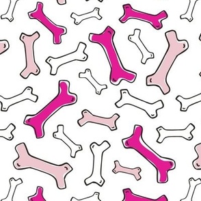 Bone Yard - Pet Dog Bones White and Pink Regular