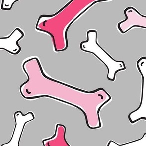 Bone Yard - Pet Dog Bones Grey Pink Large