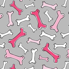 Bone Yard - Pet Dog Bones Grey Pink Regular