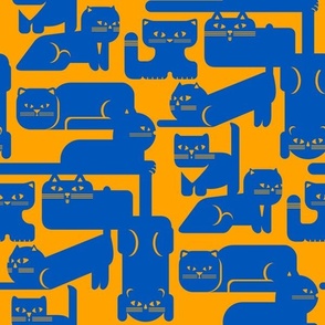 Cats are everywhere in blue orange. Large scale