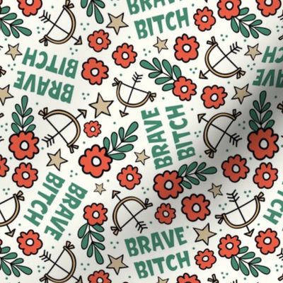 Medium Scale Brave Bitch Bow and Arrow Floral 