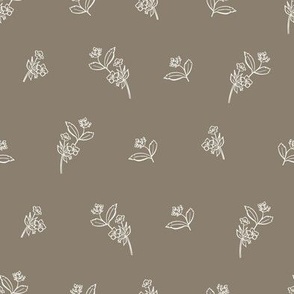 taupe with little white flowers