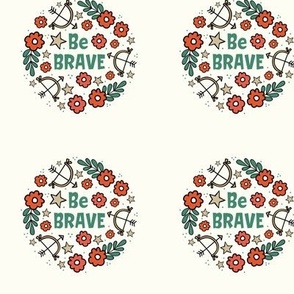3" Circle Panel Be Brave for Embroidery Hoop Projects Quilt Squares Iron on Patches Small Crafts