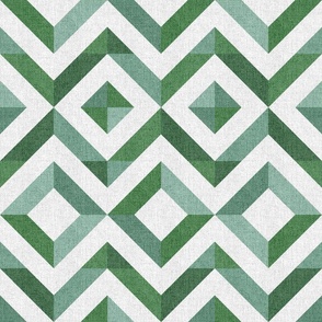 Checker Mirror Chevron Sage and Forest Green (Large Scale)
