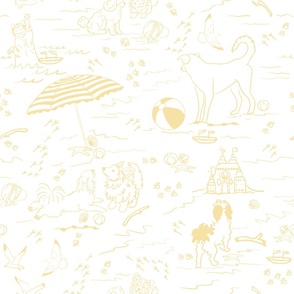 Puppy's Beach Vacation - Hawthorn Yellow on Bright White (TBS104)