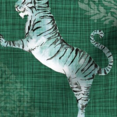 Big Cat Damask (forest green) LRG   / tiger/ jumbo