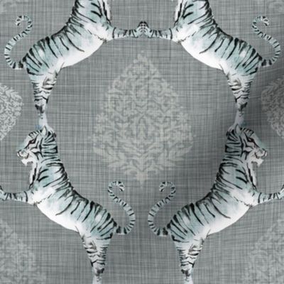 Big cat damask (pewter) MED / tiger/