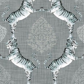 Big cat damask (silver) MED / tiger/