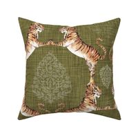 Big Cat Damask (olive green ) LRG / tiger 