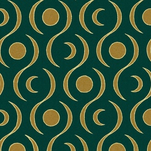 Moon Phase Helix Emerald Green and Gold (Large Scale)