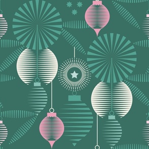 Anticipation / Christmas Morning / Geometric / Ornaments / Green Pink / Large