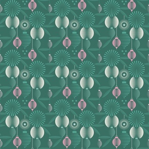 Anticipation / Christmas Morning / Geometric / Ornaments / Green Pink Cream / Small