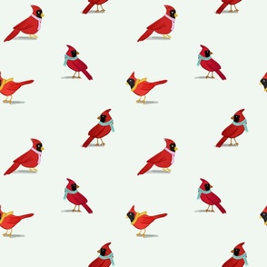 Winter Cardinals on Cream Fabric