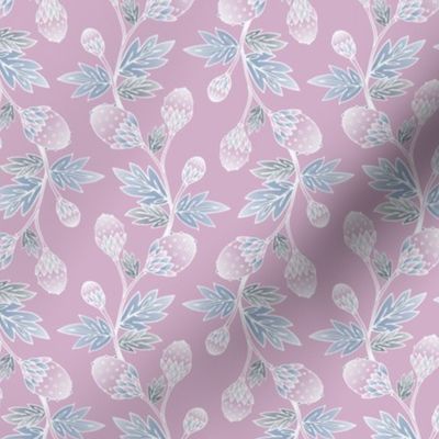 S - Grand-Millennial Vintage Cottage French style Pink Floral Strawberry on pink