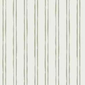 Small Watercolor Painterly Stripes in Dulux White Cabbage Green with White Casper Quarter Background