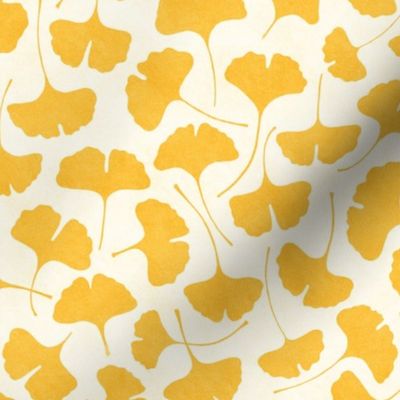  Ginkgo biloba monochrome yellow // small scale 0004 E //  single color gingko leaves leaf nature abstract gold children wallpaper