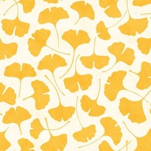 Ginkgo biloba monochrome yellow // small scale 0004 E //  single color gingko leaves leaf nature abstract gold children wallpaper