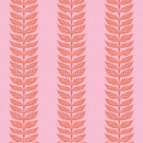 Palm leaf stripe with dots/vibrant coral and pink/medium 