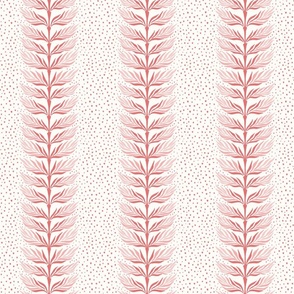 Palm leaf stripe with dots/shades of coral/medium 