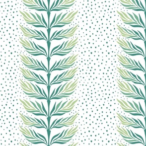 Palm leaf stripe with dots/shades of green/large