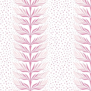 Palm leaf stripe with dots/shades of pink/large