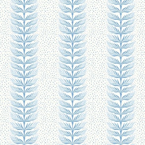 Palm leaf stripe with dots/shades of light blue/medium 