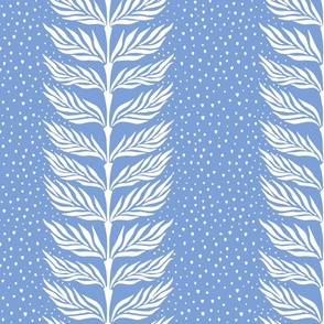 Palm leaf stripe with dots/cornflower blue/large