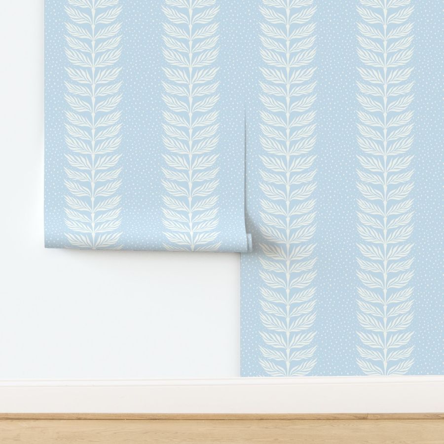 Palm leaf stripe with dots/light sky blue/large