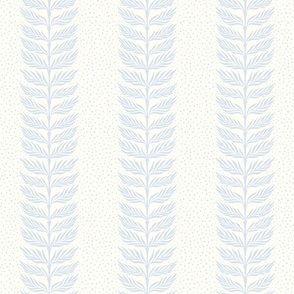 Palm leaf stripe with dots/soft blue on very light cream/medium 