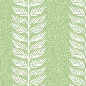 Palm leaf stripe with dots/spring green/large