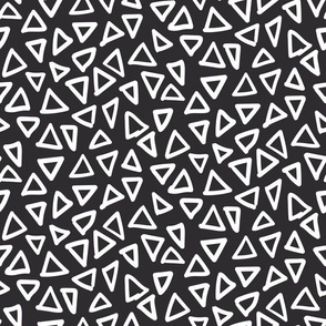 Hand scribbled triangles, white on black (12inch)