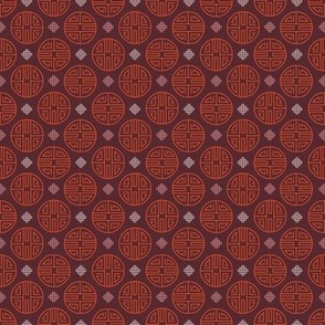 (S) Asian ornaments dots plum