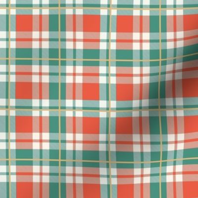 Smaller Scale Be Brave Plaid in Green Orange and Ivory