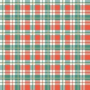 Smaller Scale Be Brave Plaid in Green Orange and Ivory