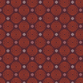 (M) Asian ornaments dots plum
