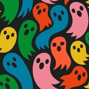 Spooky Ghosts - Halloween Spirits - Retro Rainbow - JUMBO